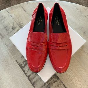 SHINY RED KATE SPADE LOAFERS SIZE 8